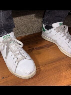 Adidas White/Green Stan Smiths Leather Men’s Size 10.5 Tennis Shoes Pre-Owned